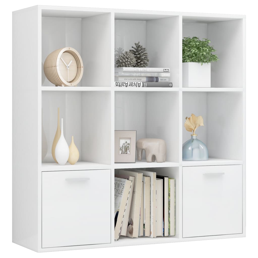 Book Cabinet High Gloss White 98x30x98 cm Chipboard- Bookcases & Standing Shelves - HomeShopIreland - Home Shop Ireland - Bookcases & Standing Shelves - Book Cabinet High Gloss White 98x30x98 cm Chipboard