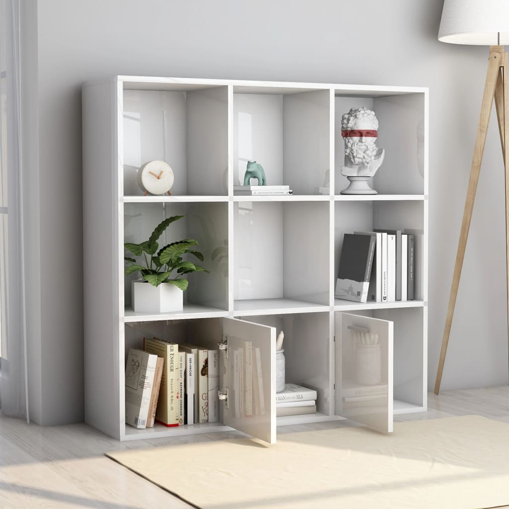 Book Cabinet High Gloss White 98x30x98 cm Chipboard- Bookcases & Standing Shelves - HomeShopIreland - Home Shop Ireland - Bookcases & Standing Shelves - Book Cabinet High Gloss White 98x30x98 cm Chipboard