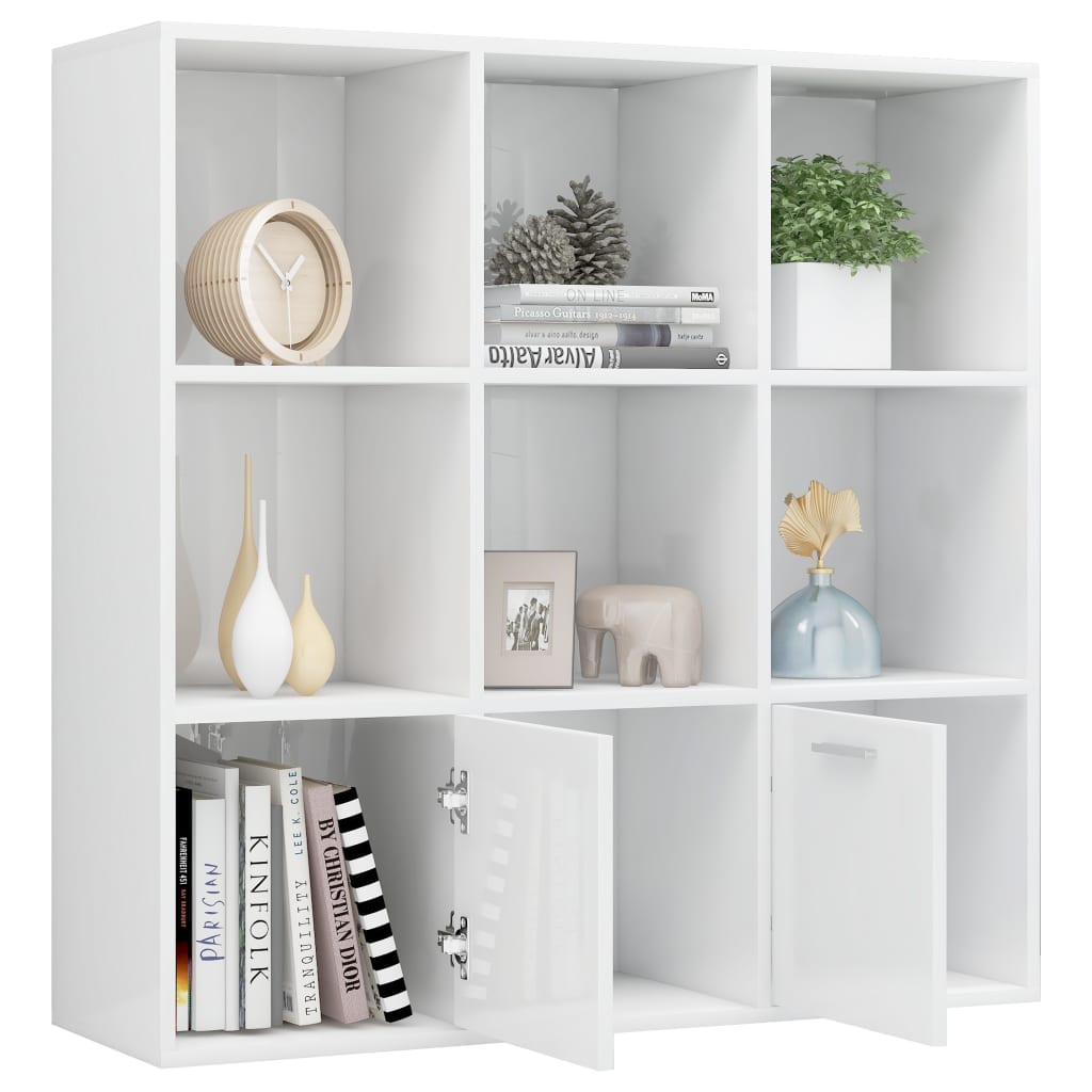 Book Cabinet High Gloss White 98x30x98 cm Chipboard- Bookcases & Standing Shelves - HomeShopIreland - Home Shop Ireland - Bookcases & Standing Shelves - Book Cabinet High Gloss White 98x30x98 cm Chipboard