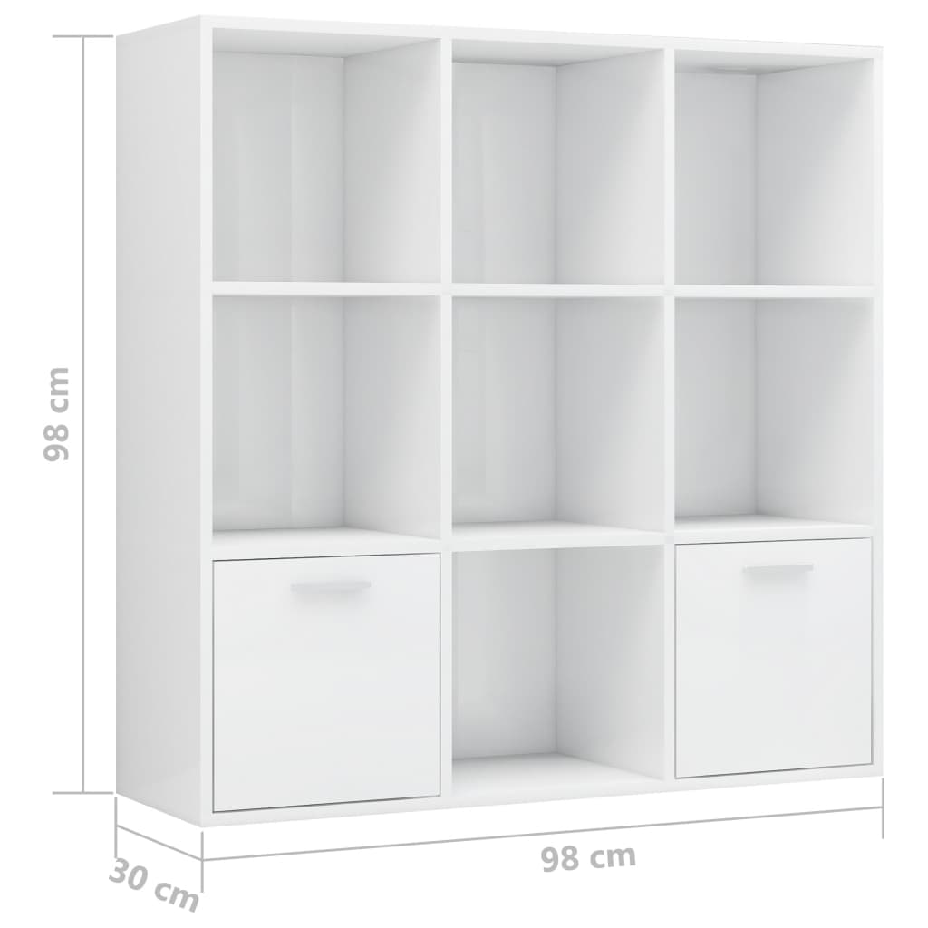Book Cabinet High Gloss White 98x30x98 cm Chipboard- Bookcases & Standing Shelves - HomeShopIreland - Home Shop Ireland - Bookcases & Standing Shelves - Book Cabinet High Gloss White 98x30x98 cm Chipboard