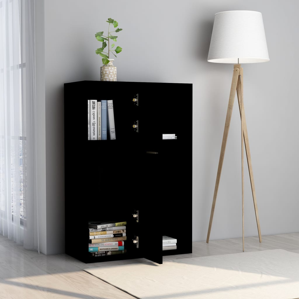Storage Cabinet Balck 60x29.5x90 cm Chipboard- Bookcases & Standing Shelves - HomeShopIreland - Home Shop Ireland - Bookcases & Standing Shelves - Storage Cabinet Balck 60x29.5x90 cm Chipboard