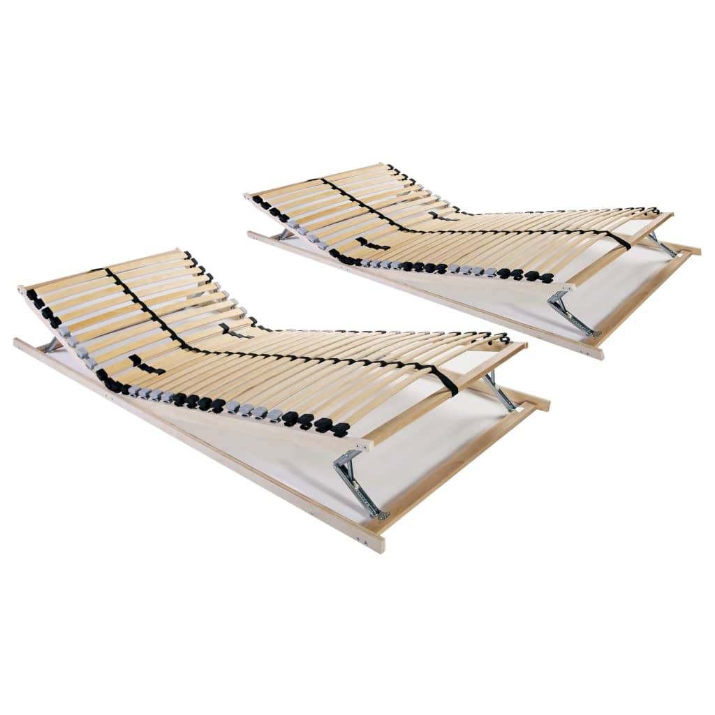 Slatted Bed Bases 2 pcs with 28 Slats 7 Zones 90x200 cm- Beds & Bed Frames - HomeShopIreland - Home Shop Ireland - Beds & Bed Frames - Slatted Bed Bases 2 pcs with 28 Slats 7 Zones 90x200 cm