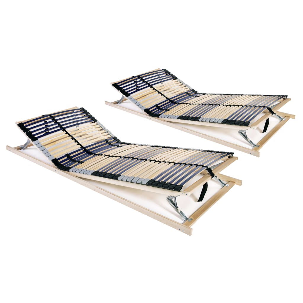 Slatted Bed Bases 2 pcs with 42 Slats 7 Zones 90x200 cm- Beds & Bed Frames - HomeShopIreland - Home Shop Ireland - Beds & Bed Frames - Slatted Bed Bases 2 pcs with 42 Slats 7 Zones 90x200 cm
