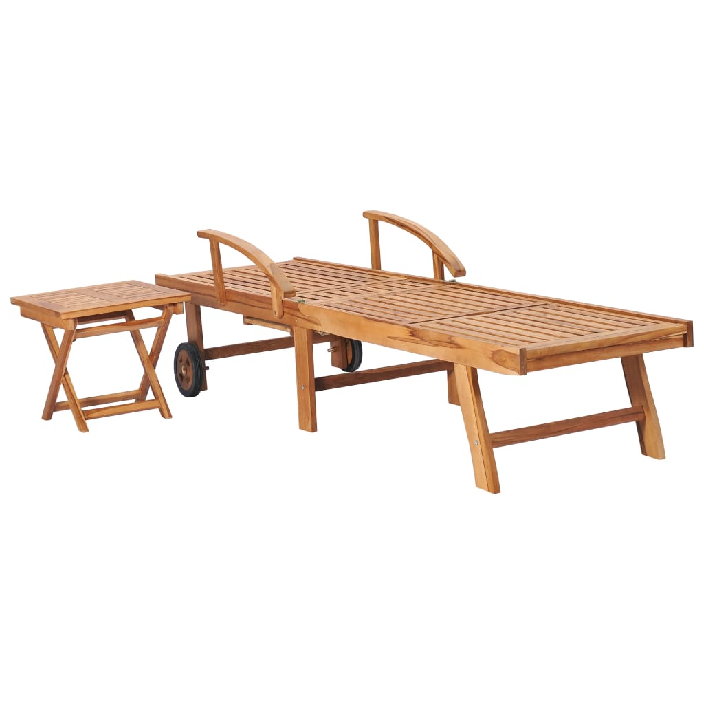 Sun Loungers 2 pcs with Table Solid Teak Wood- Sunloungers - HomeShopIreland - Home Shop Ireland - Sunloungers - Sun Loungers 2 pcs with Table Solid Teak Wood