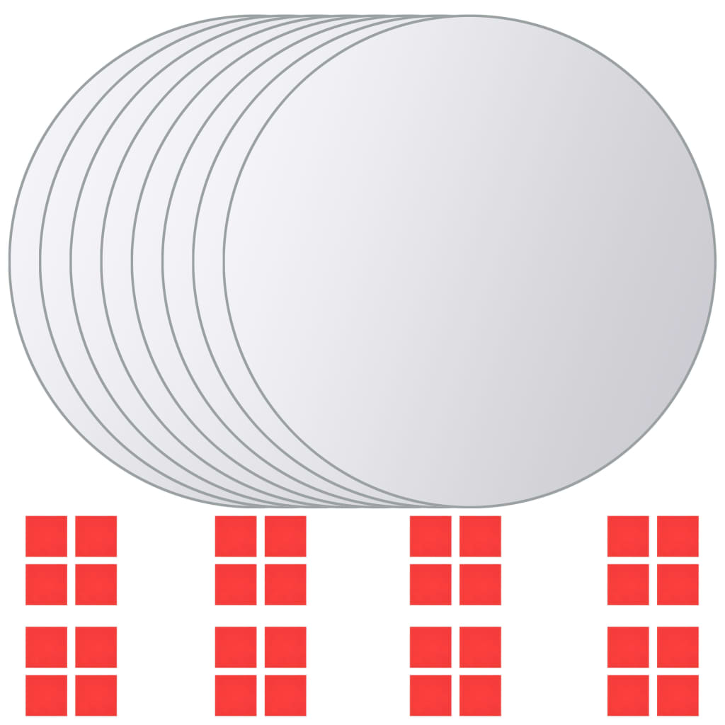 16 pcs Mirror Titles Round Glass- Mirrors - HomeShopIreland - Home Shop Ireland - Mirrors - 16 pcs Mirror Titles Round Glass
