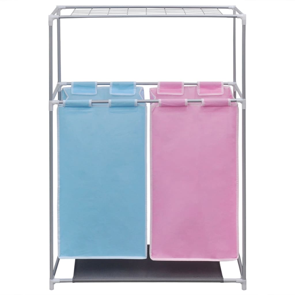 2-Section Laundry Sorter Hampers 2 pcs with a Top Shelf for Drying- Laundry Baskets - HomeShopIreland - Home Shop Ireland - Laundry Baskets - 2-Section Laundry Sorter Hampers 2 pcs with a Top Shelf for Drying