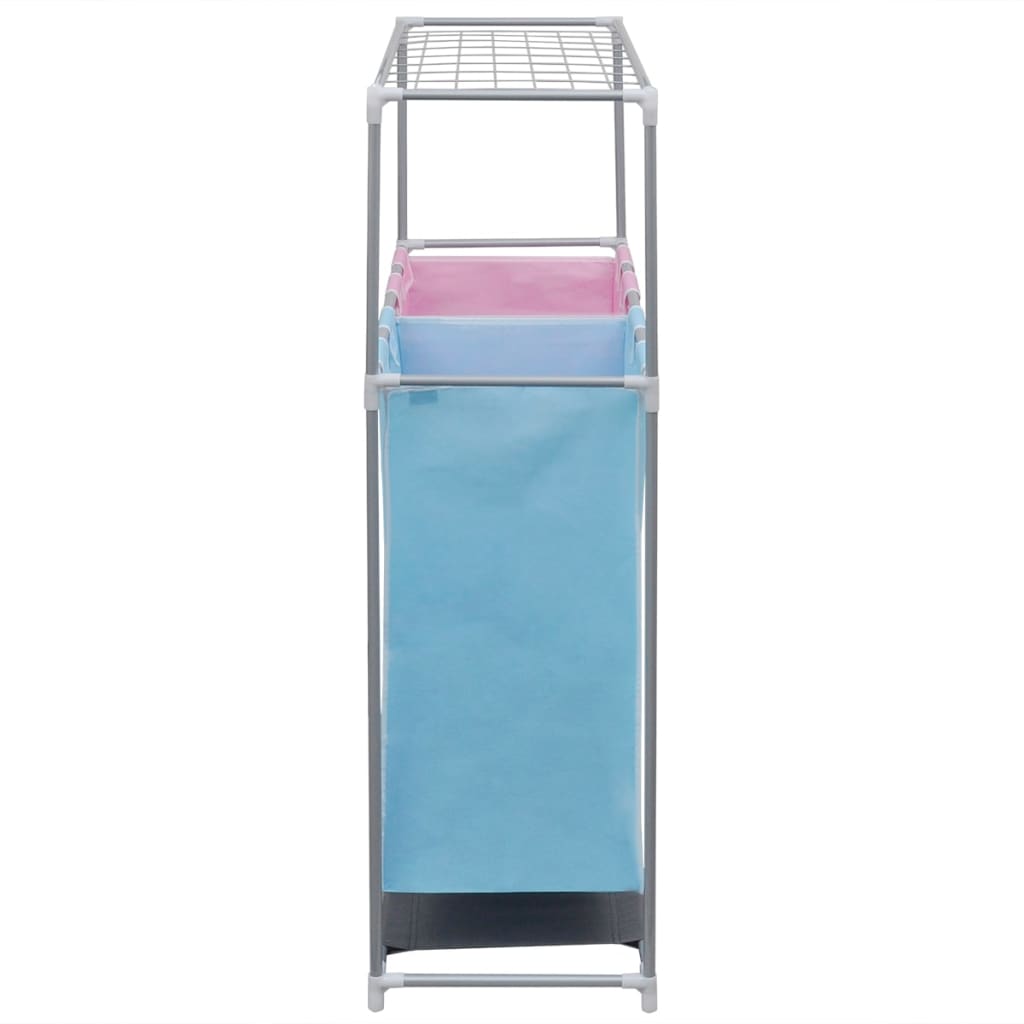 2-Section Laundry Sorter Hampers 2 pcs with a Top Shelf for Drying- Laundry Baskets - HomeShopIreland - Home Shop Ireland - Laundry Baskets - 2-Section Laundry Sorter Hampers 2 pcs with a Top Shelf for Drying