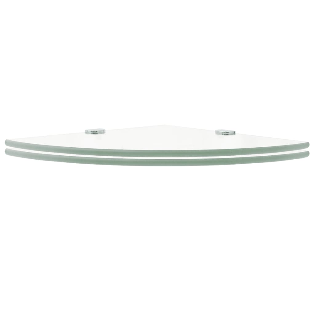 Corner Shelves 2 pcs with Chrome Supports Glass Clear 35x35 cm- Wall Shelves & Ledges - HomeShopIreland - Home Shop Ireland - Wall Shelves & Ledges - Corner Shelves 2 pcs with Chrome Supports Glass Clear 35x35 cm