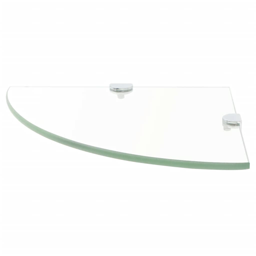 Corner Shelves 2 pcs with Chrome Supports Glass Clear 35x35 cm- Wall Shelves & Ledges - HomeShopIreland - Home Shop Ireland - Wall Shelves & Ledges - Corner Shelves 2 pcs with Chrome Supports Glass Clear 35x35 cm