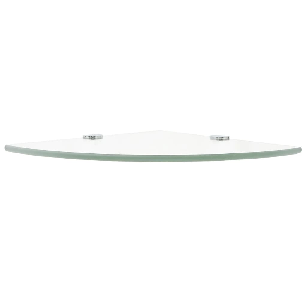 Corner Shelves 2 pcs with Chrome Supports Glass Clear 35x35 cm- Wall Shelves & Ledges - HomeShopIreland - Home Shop Ireland - Wall Shelves & Ledges - Corner Shelves 2 pcs with Chrome Supports Glass Clear 35x35 cm