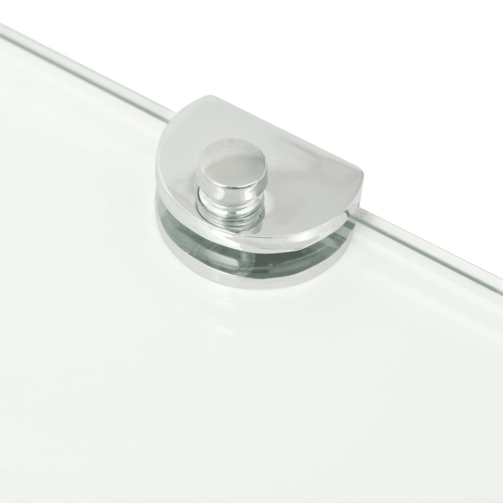Corner Shelves 2 pcs with Chrome Supports Glass Clear 35x35 cm- Wall Shelves & Ledges - HomeShopIreland - Home Shop Ireland - Wall Shelves & Ledges - Corner Shelves 2 pcs with Chrome Supports Glass Clear 35x35 cm