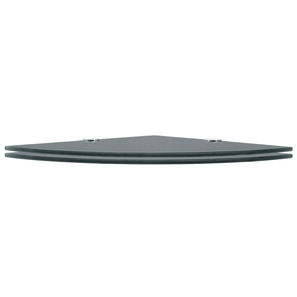 Corner Shelves 2 pcs with Chrome Supports Glass Black 35x35 cm- Wall Shelves & Ledges - HomeShopIreland - Home Shop Ireland - Wall Shelves & Ledges - Corner Shelves 2 pcs with Chrome Supports Glass Black 35x35 cm