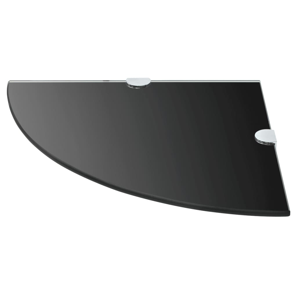 Corner Shelves 2 pcs with Chrome Supports Glass Black 35x35 cm- Wall Shelves & Ledges - HomeShopIreland - Home Shop Ireland - Wall Shelves & Ledges - Corner Shelves 2 pcs with Chrome Supports Glass Black 35x35 cm