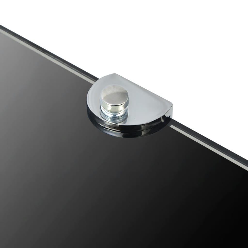Corner Shelves 2 pcs with Chrome Supports Glass Black 35x35 cm- Wall Shelves & Ledges - HomeShopIreland - Home Shop Ireland - Wall Shelves & Ledges - Corner Shelves 2 pcs with Chrome Supports Glass Black 35x35 cm