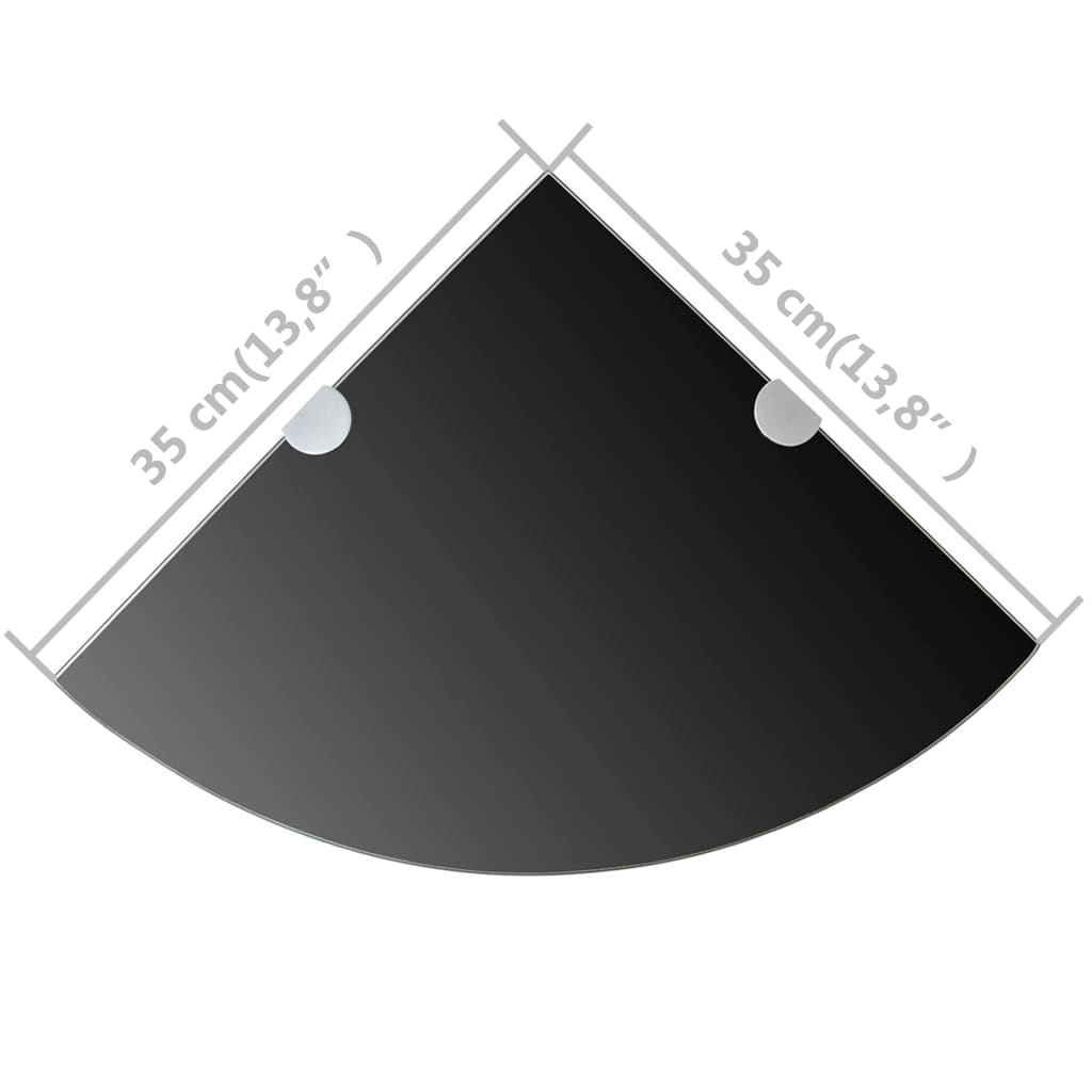 Corner Shelves 2 pcs with Chrome Supports Glass Black 35x35 cm- Wall Shelves & Ledges - HomeShopIreland - Home Shop Ireland - Wall Shelves & Ledges - Corner Shelves 2 pcs with Chrome Supports Glass Black 35x35 cm