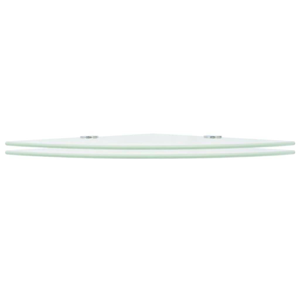 Corner Shelves 2 pcs with Chrome Supports Glass White 35x35 cm- Wall Shelves & Ledges - HomeShopIreland - Home Shop Ireland - Wall Shelves & Ledges - Corner Shelves 2 pcs with Chrome Supports Glass White 35x35 cm