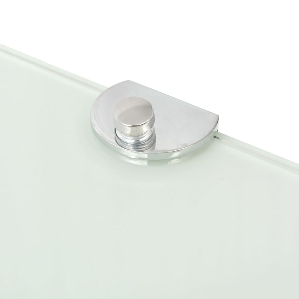 Corner Shelves 2 pcs with Chrome Supports Glass White 35x35 cm- Wall Shelves & Ledges - HomeShopIreland - Home Shop Ireland - Wall Shelves & Ledges - Corner Shelves 2 pcs with Chrome Supports Glass White 35x35 cm