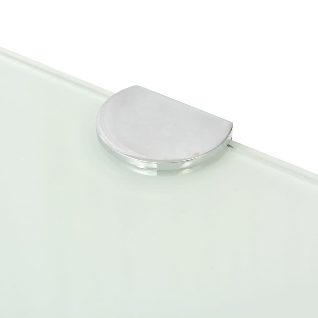 Corner Shelves 2 pcs with Chrome Supports Glass White 35x35 cm- Wall Shelves & Ledges - HomeShopIreland - Home Shop Ireland - Wall Shelves & Ledges - Corner Shelves 2 pcs with Chrome Supports Glass White 35x35 cm