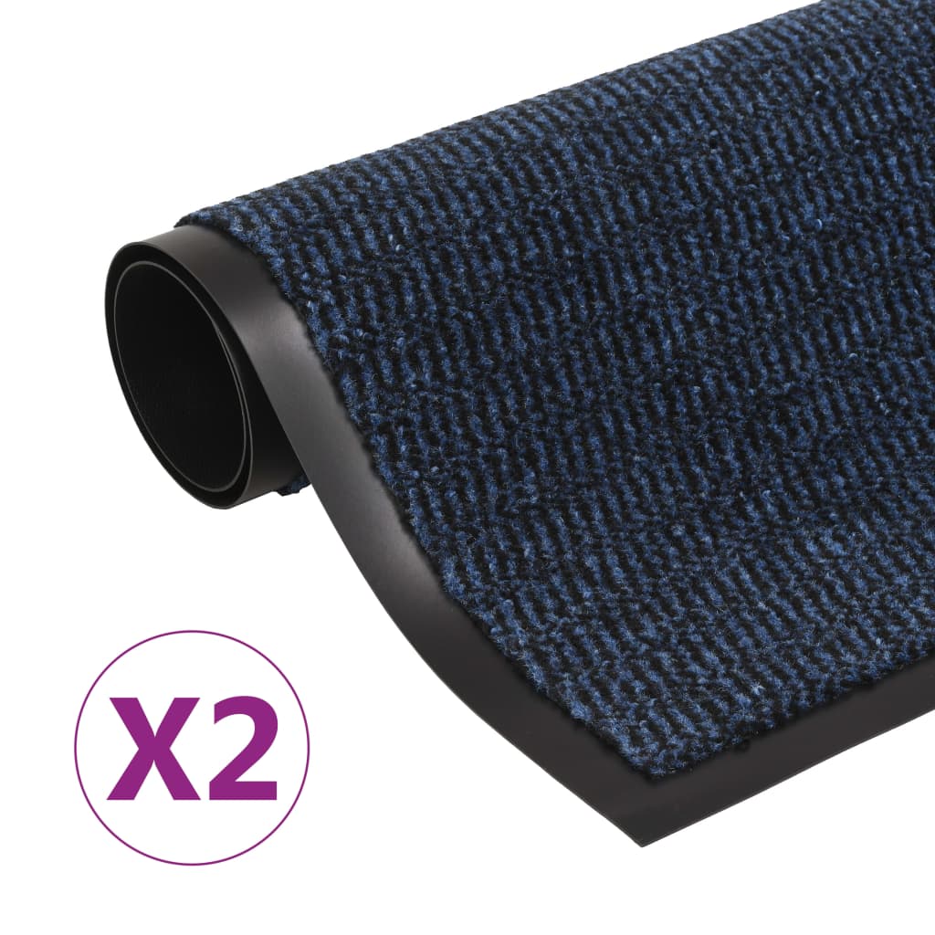 Dust Control Mats 2 pcs Rectangular Tufted 40x60 cm Blue- Door Mats - HomeShopIreland - Home Shop Ireland - Door Mats - Dust Control Mats 2 pcs Rectangular Tufted 40x60 cm Blue