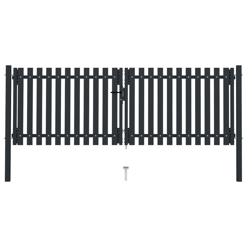 Double Door Fence Gate Steel 306x150 cm Anthracite- Gates - HomeShopIreland - Home Shop Ireland - Gates - Double Door Fence Gate Steel 306x150 cm Anthracite