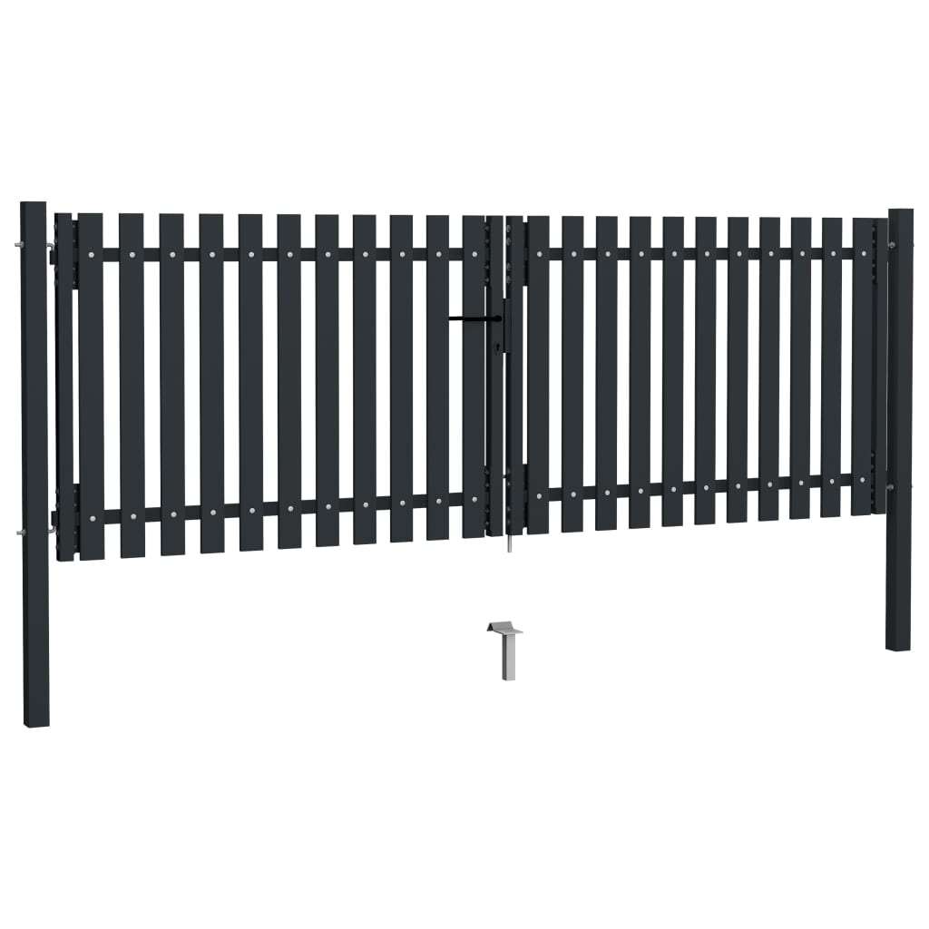 Double Door Fence Gate Steel 306x150 cm Anthracite- Gates - HomeShopIreland - Home Shop Ireland - Gates - Double Door Fence Gate Steel 306x150 cm Anthracite