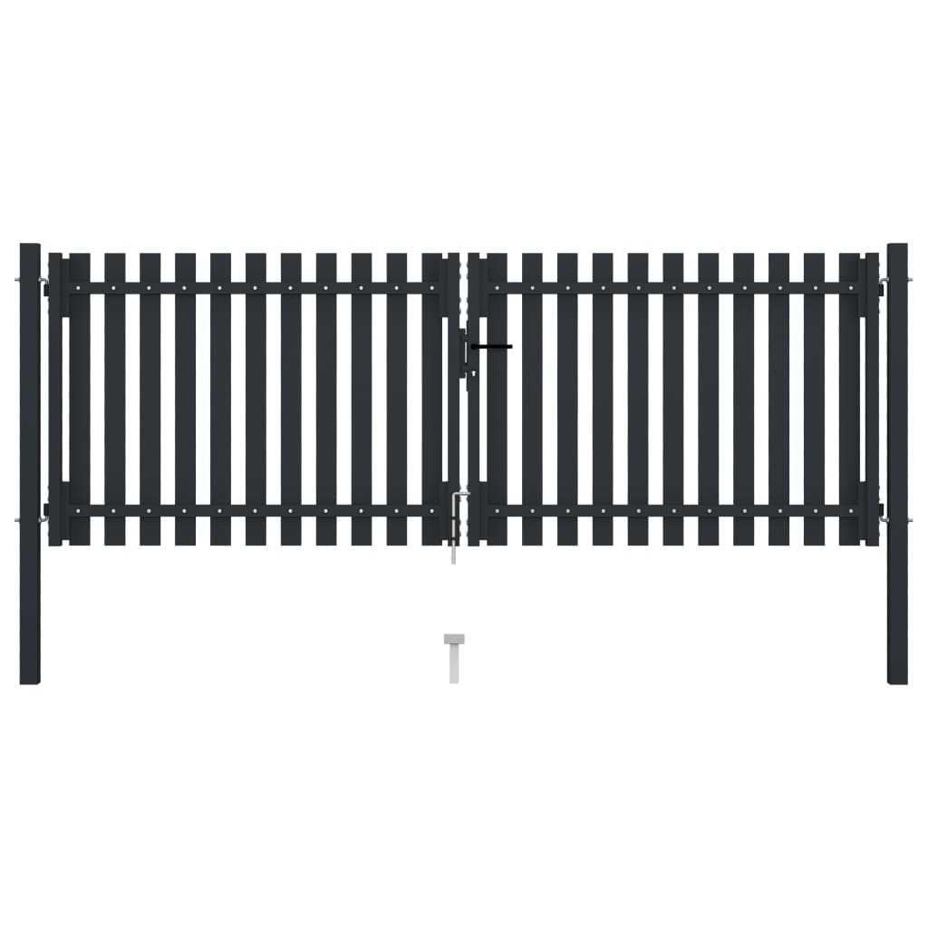 Double Door Fence Gate Steel 306x150 cm Anthracite- Gates - HomeShopIreland - Home Shop Ireland - Gates - Double Door Fence Gate Steel 306x150 cm Anthracite