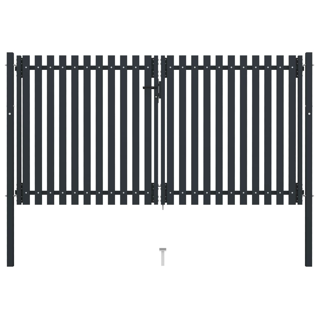 Double Door Fence Gate Steel 306x200 cm Anthracite- Gates - HomeShopIreland - Home Shop Ireland - Gates - Double Door Fence Gate Steel 306x200 cm Anthracite