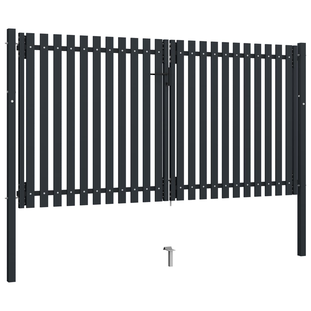 Double Door Fence Gate Steel 306x220 cm Anthracite- Gates - HomeShopIreland - Home Shop Ireland - Gates - Double Door Fence Gate Steel 306x220 cm Anthracite