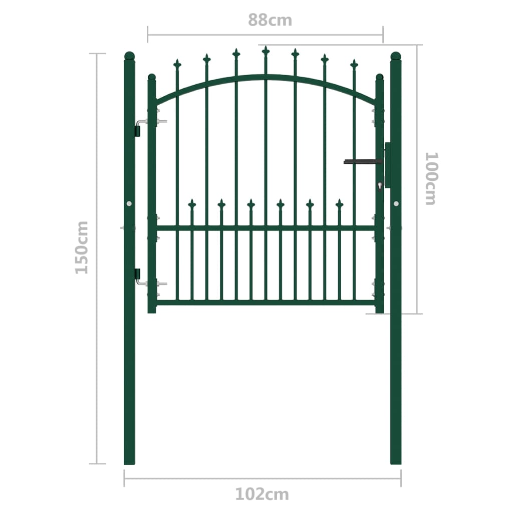 Fence Gate with Spikes Steel 100x100 cm Green- Gates - HomeShopIreland - Home Shop Ireland - Gates - Fence Gate with Spikes Steel 100x100 cm Green