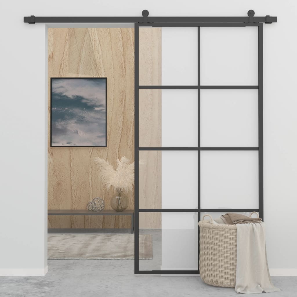 Sliding Door Aluminium and ESG Glass 102.5x205 cm Black- Doors - HomeShopIreland - Home Shop Ireland - Doors - Sliding Door Aluminium and ESG Glass 102.5x205 cm Black