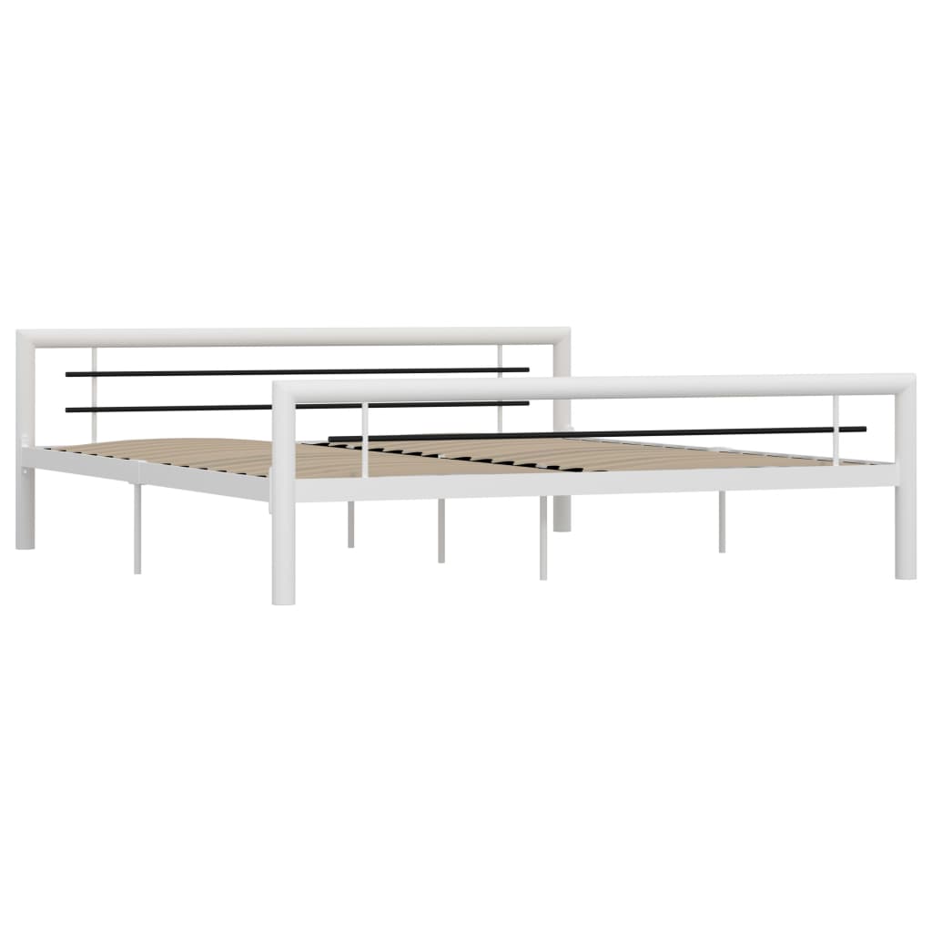 Bed Frame White and Black Metal 180x200 cm- Beds & Bed Frames - HomeShopIreland - Home Shop Ireland - Beds & Bed Frames - Bed Frame White and Black Metal 180x200 cm