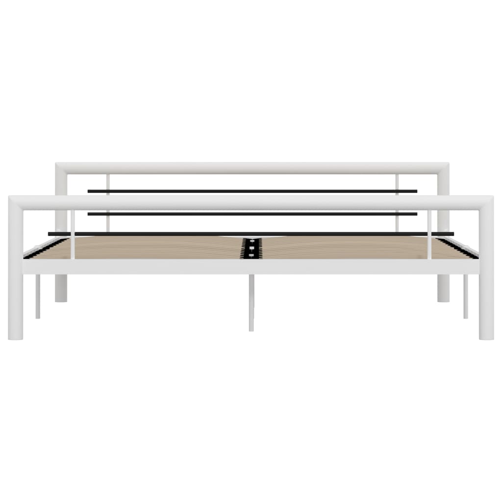 Bed Frame White and Black Metal 180x200 cm- Beds & Bed Frames - HomeShopIreland - Home Shop Ireland - Beds & Bed Frames - Bed Frame White and Black Metal 180x200 cm