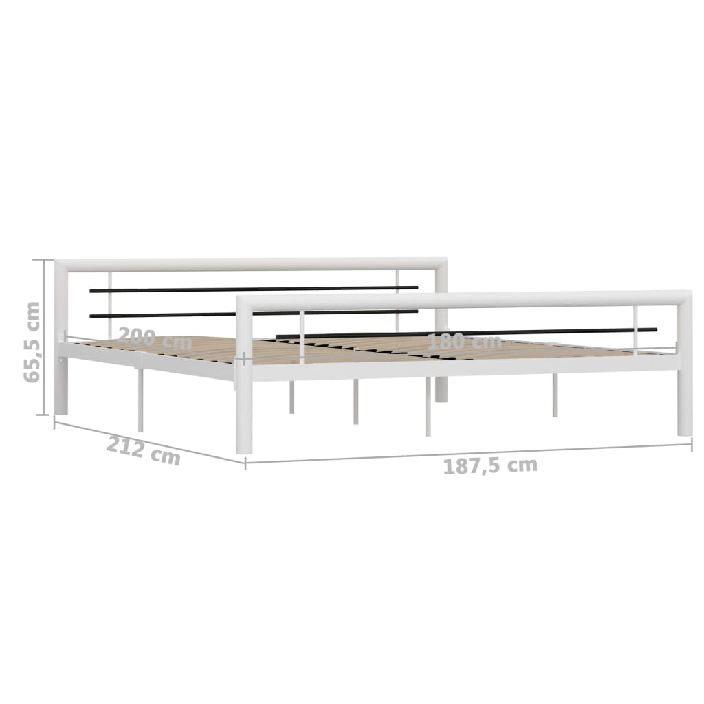 Bed Frame White and Black Metal 180x200 cm- Beds & Bed Frames - HomeShopIreland - Home Shop Ireland - Beds & Bed Frames - Bed Frame White and Black Metal 180x200 cm