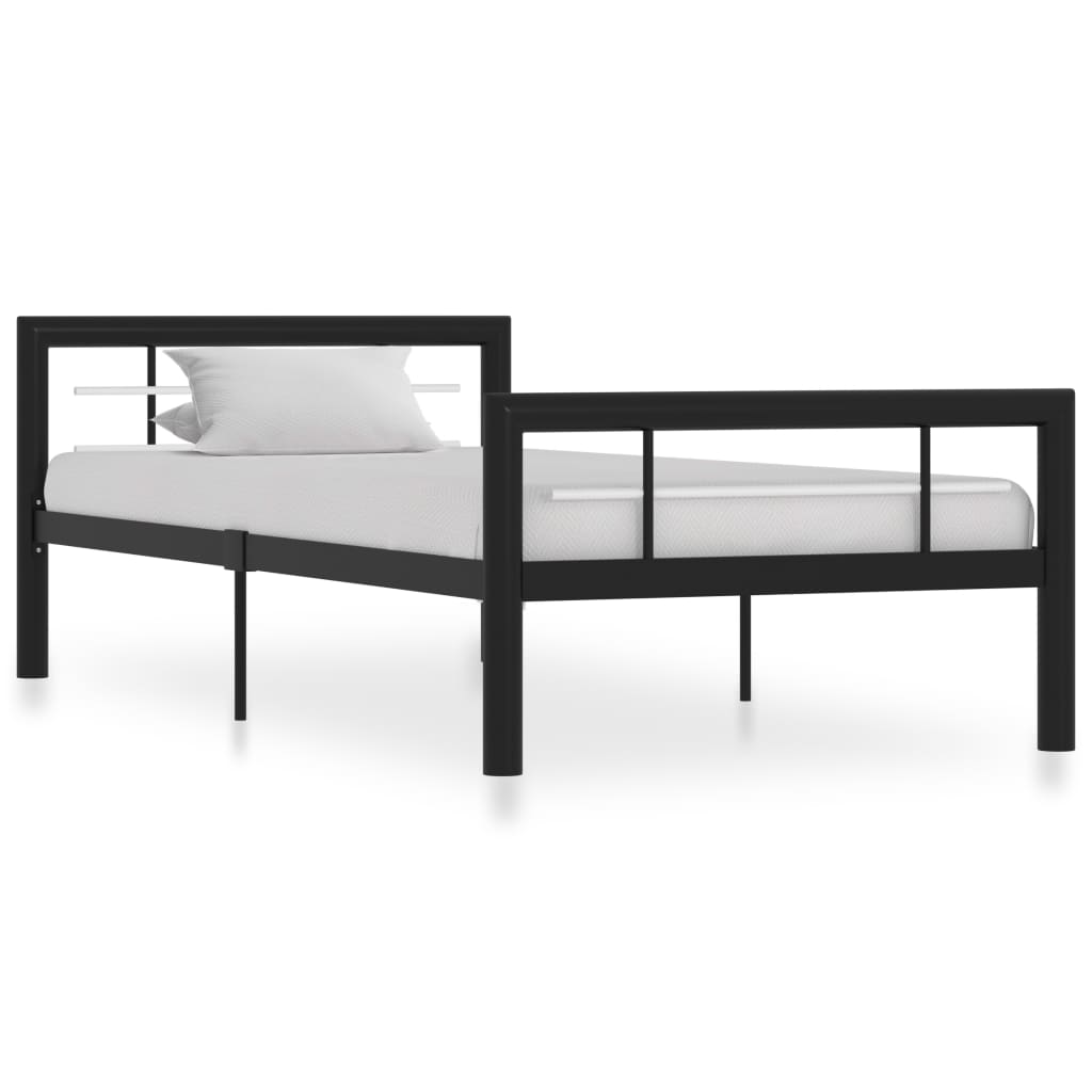 Bed Frame Black and White Metal 100x200 cm- Beds & Bed Frames - HomeShopIreland - Home Shop Ireland - Beds & Bed Frames - Bed Frame Black and White Metal 100x200 cm