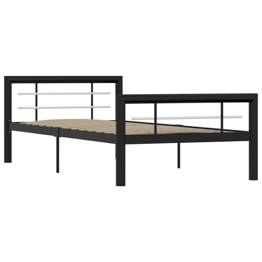 Bed Frame Black and White Metal 100x200 cm- Beds & Bed Frames - HomeShopIreland - Home Shop Ireland - Beds & Bed Frames - Bed Frame Black and White Metal 100x200 cm