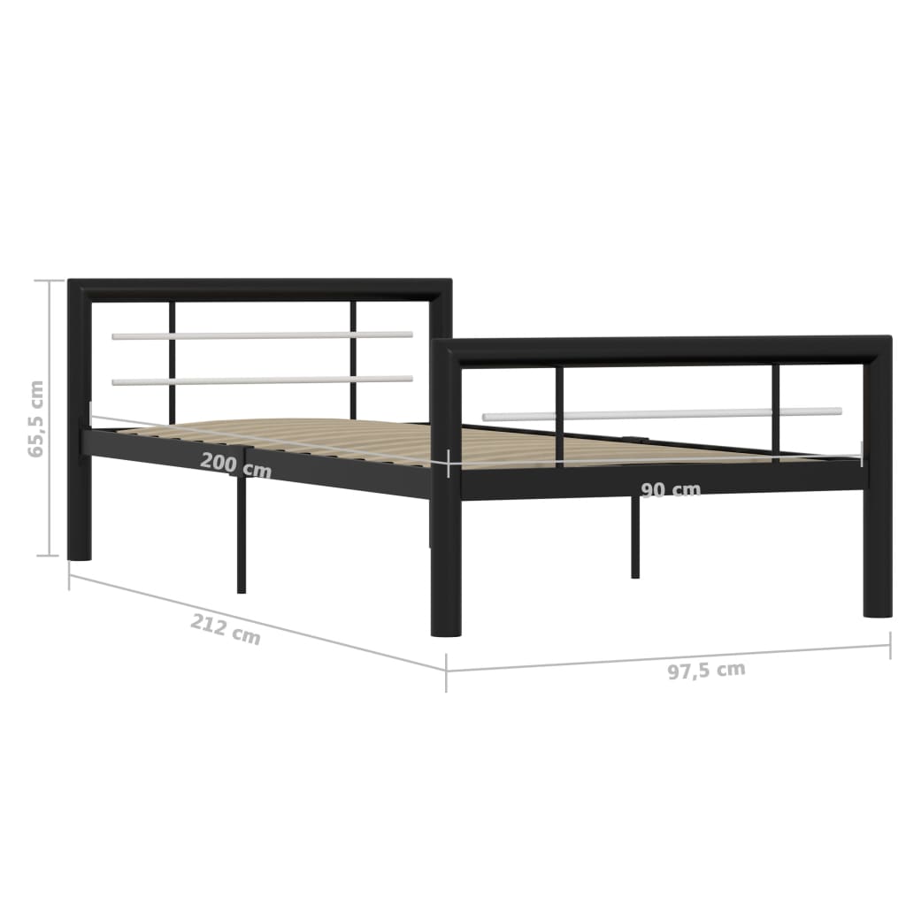 Bed Frame Black and White Metal 100x200 cm- Beds & Bed Frames - HomeShopIreland - Home Shop Ireland - Beds & Bed Frames - Bed Frame Black and White Metal 100x200 cm