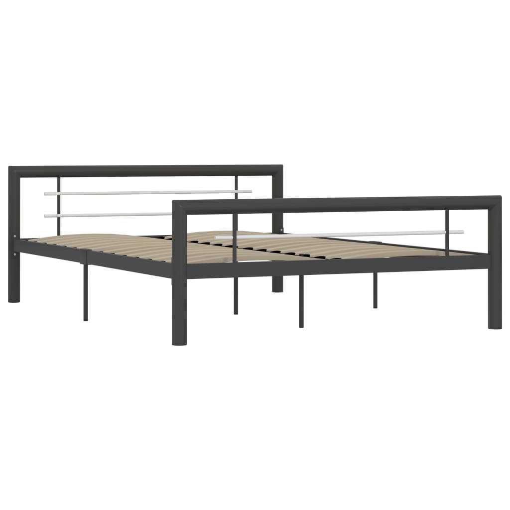 Bed Frame Grey and White Metal 140x200 cm- Beds & Bed Frames - HomeShopIreland - Home Shop Ireland - Beds & Bed Frames - Bed Frame Grey and White Metal 140x200 cm