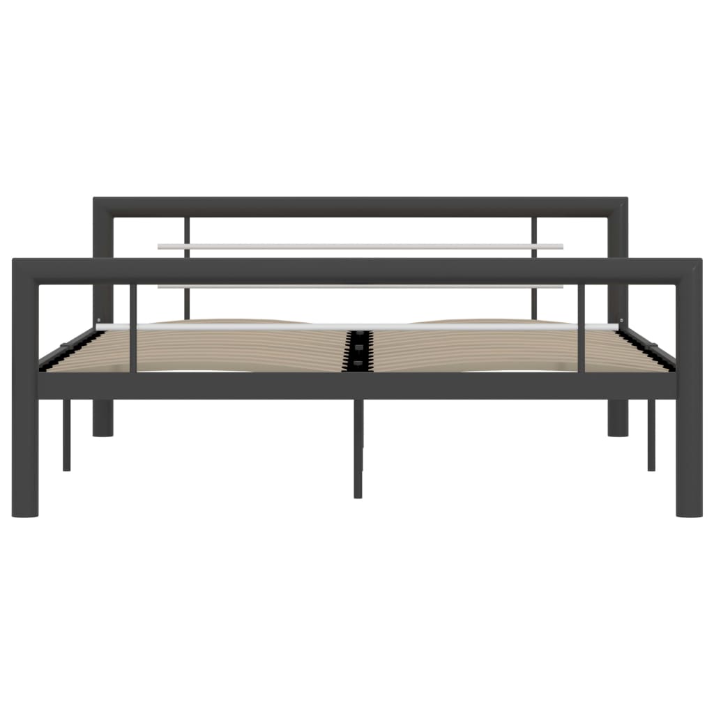 Bed Frame Grey and White Metal 140x200 cm- Beds & Bed Frames - HomeShopIreland - Home Shop Ireland - Beds & Bed Frames - Bed Frame Grey and White Metal 140x200 cm