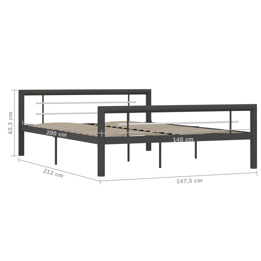 Bed Frame Grey and White Metal 140x200 cm- Beds & Bed Frames - HomeShopIreland - Home Shop Ireland - Beds & Bed Frames - Bed Frame Grey and White Metal 140x200 cm