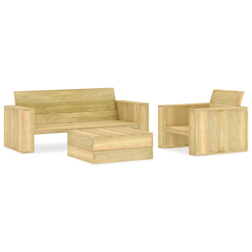 3 Piece Garden Lounge Set Impregnated Pinewood- Outdoor Furniture Sets - HomeShopIreland - Home Shop Ireland - Outdoor Furniture Sets - 3 Piece Garden Lounge Set Impregnated Pinewood