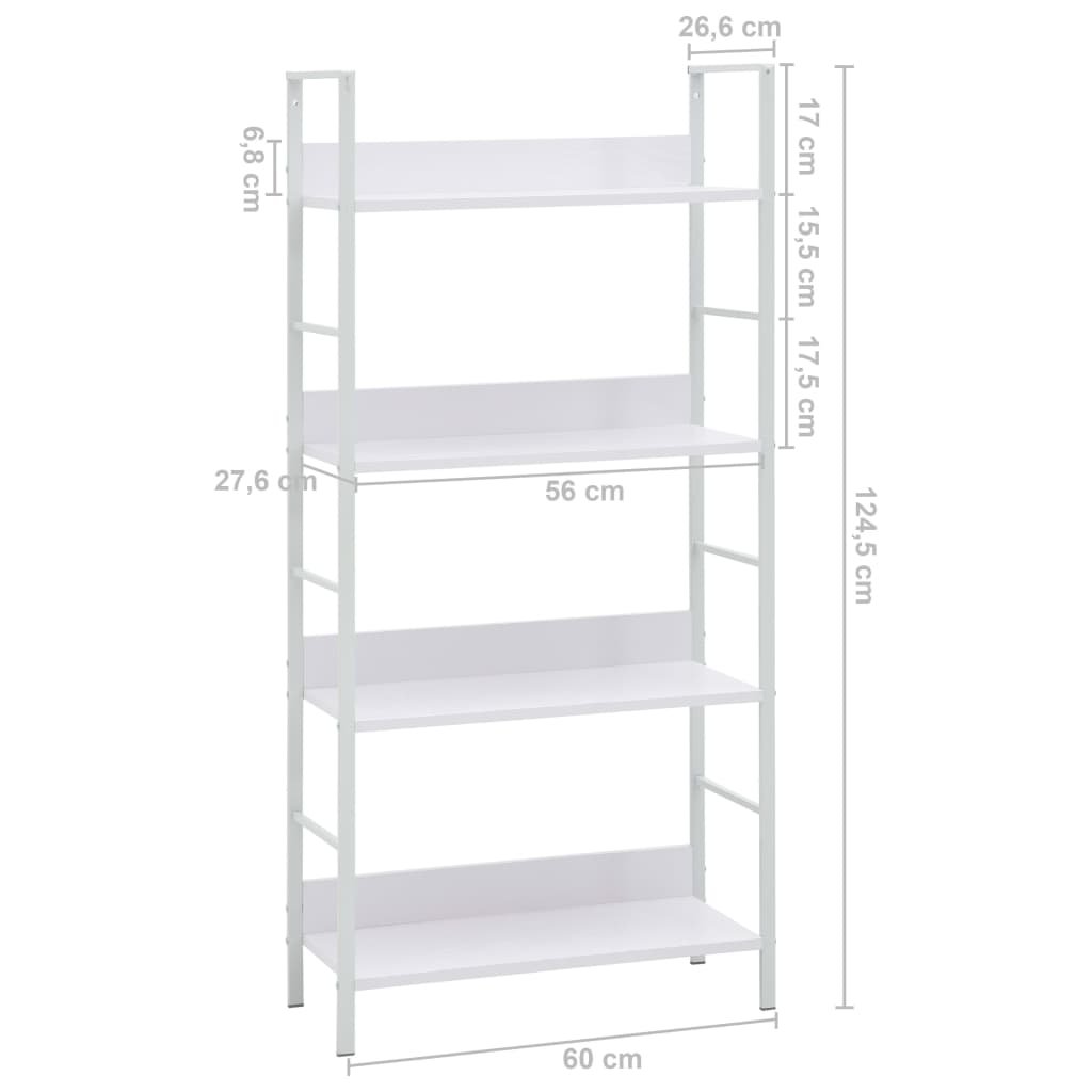 4-Layer Book Shelf White 60x27.6x124.5 cm Chipboard- Bookcases & Standing Shelves - HomeShopIreland - Home Shop Ireland - Bookcases & Standing Shelves - 4-Layer Book Shelf White 60x27.6x124.5 cm Chipboard