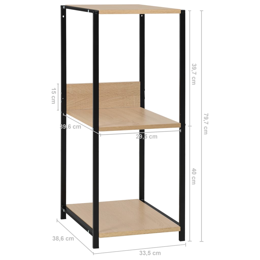 Small Straight Book Shelf Black and Oak 33.5x39.6x79.7 cm Chipboard- Bookcases & Standing Shelves - HomeShopIreland - Home Shop Ireland - Bookcases & Standing Shelves - Small Straight Book Shelf Black and Oak 33.5x39.6x79.7 cm Chipboard