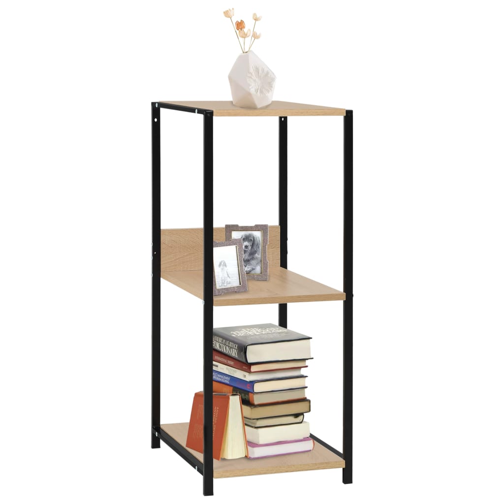 Small Straight Book Shelf Black and Oak 33.5x39.6x79.7 cm Chipboard- Bookcases & Standing Shelves - HomeShopIreland - Home Shop Ireland - Bookcases & Standing Shelves - Small Straight Book Shelf Black and Oak 33.5x39.6x79.7 cm Chipboard