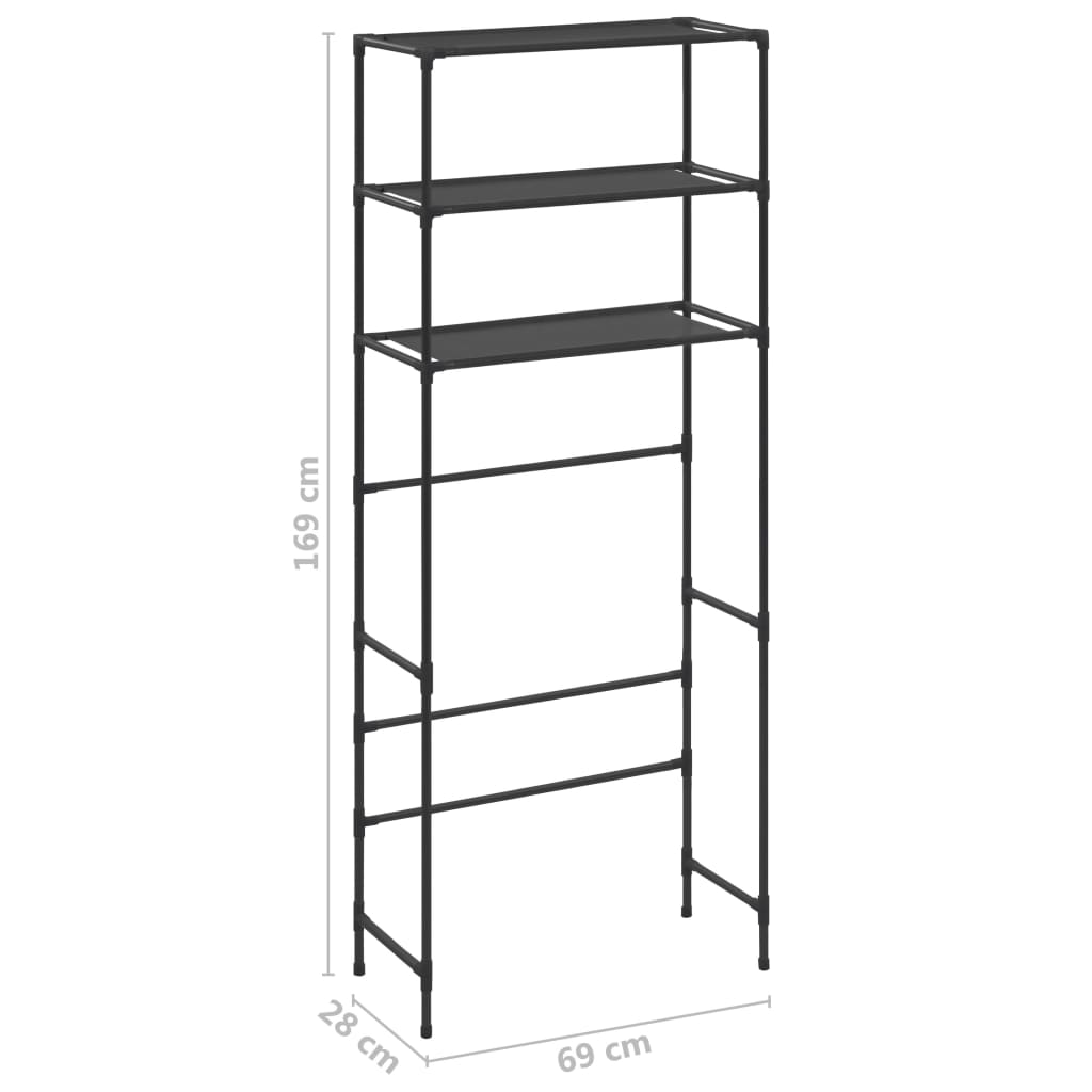 3-Tier Storage Rack over Laundry Machine Black 69x28x169 cm- Towel Racks & Holders - HomeShopIreland - Home Shop Ireland - Towel Racks & Holders - 3-Tier Storage Rack over Laundry Machine Black 69x28x169 cm