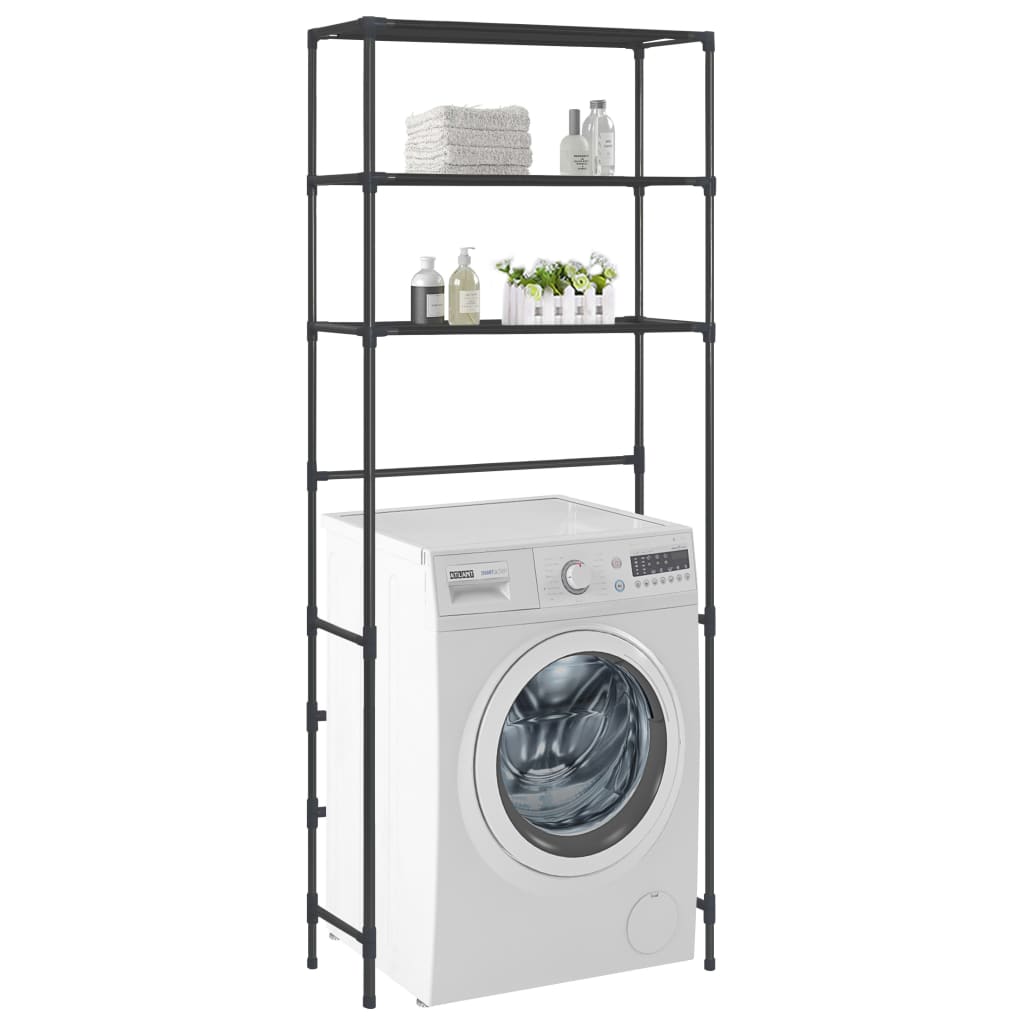 3-Tier Storage Rack over Laundry Machine Black 69x28x169 cm- Towel Racks & Holders - HomeShopIreland - Home Shop Ireland - Towel Racks & Holders - 3-Tier Storage Rack over Laundry Machine Black 69x28x169 cm