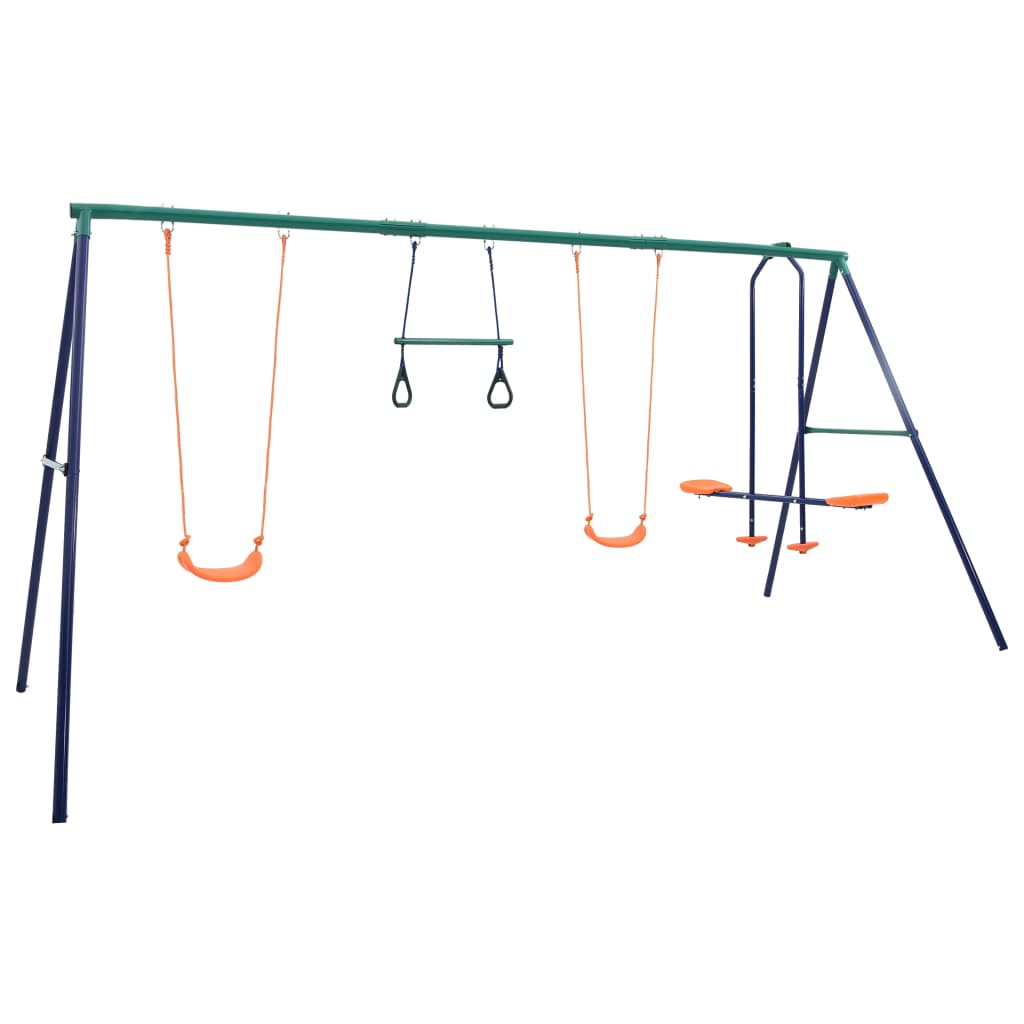Swing Set with Gymnastic Rings and 4 Seats Steel- Swing Sets & Playsets - HomeShopIreland - Home Shop Ireland - Swing Sets & Playsets - Swing Set with Gymnastic Rings and 4 Seats Steel