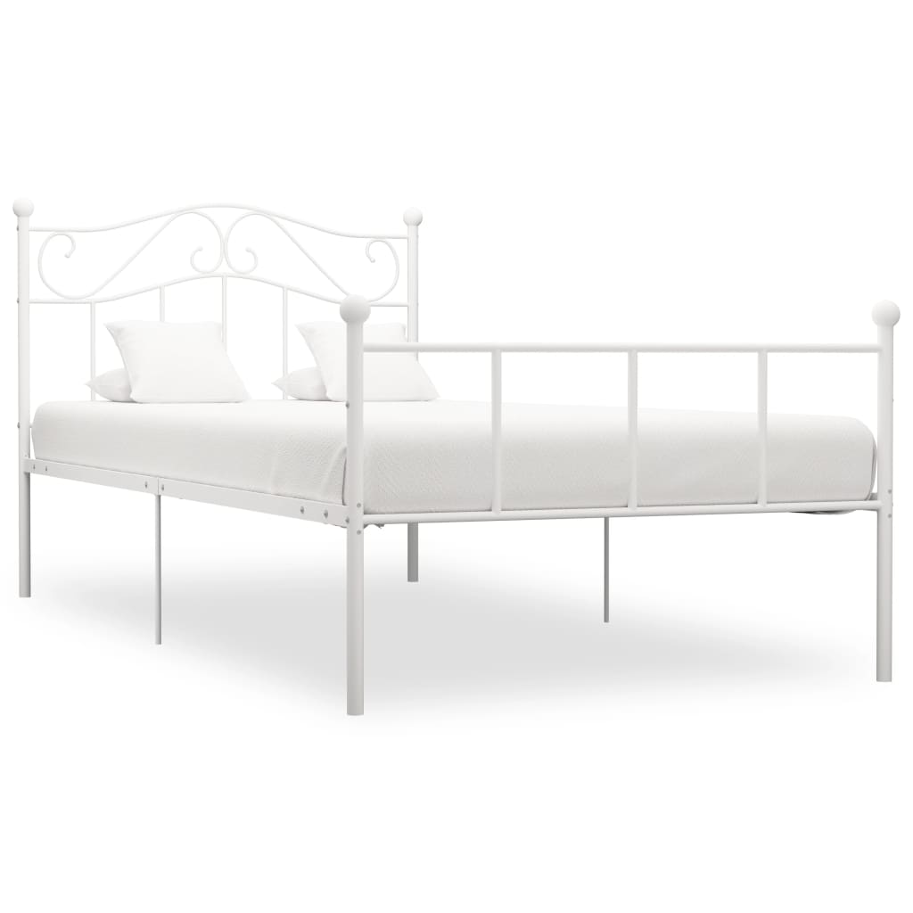 Bed Frame White Metal 90x200 cm- Beds & Bed Frames - HomeShopIreland - Home Shop Ireland - Beds & Bed Frames - Bed Frame White Metal 90x200 cm