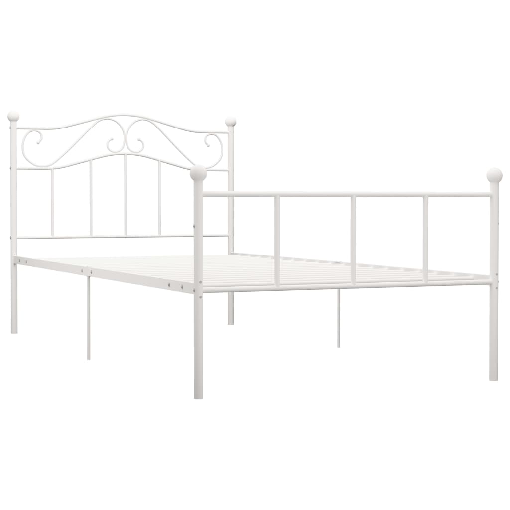 Bed Frame White Metal 90x200 cm- Beds & Bed Frames - HomeShopIreland - Home Shop Ireland - Beds & Bed Frames - Bed Frame White Metal 90x200 cm
