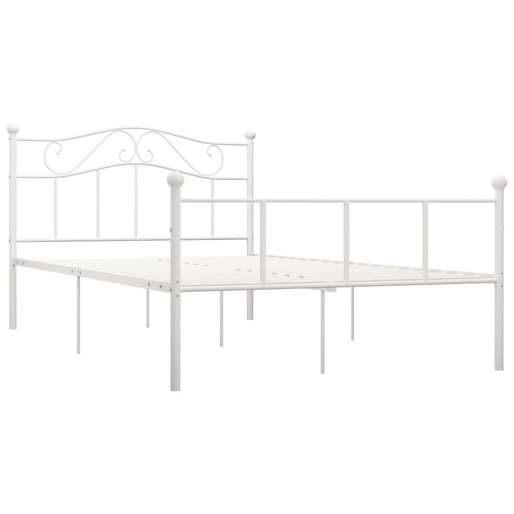 Bed Frame White Metal 120x200 cm- Beds & Bed Frames - HomeShopIreland - Home Shop Ireland - Beds & Bed Frames - Bed Frame White Metal 120x200 cm