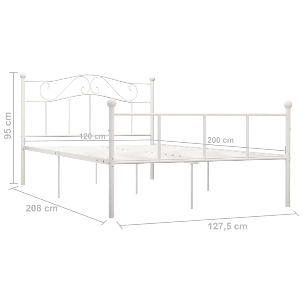 Bed Frame White Metal 120x200 cm- Beds & Bed Frames - HomeShopIreland - Home Shop Ireland - Beds & Bed Frames - Bed Frame White Metal 120x200 cm